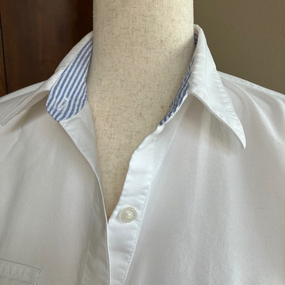 Tommy Jeans Cropped Cotton White Oxford Blouse - Size Large - Picture 3 of 8